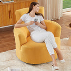 360Â° Swivel Chair, Upholstered Barrel Chair with Adjustable Headrest Modern Swivel Round Sofa Chair for Living Room