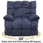360° Swivel Electric Rocker Recliner, Plush High Backrest, Spacious Seat, Multiple Recline Positions for Ultimate Comfort