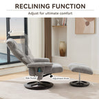 360° Swivel Ergonomic Recliner Chair with Ottoman, Adjustable Backrest, 5 Vibration Massage, Seat Heating, Chenille Fabric