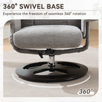 360° Swivel Ergonomic Recliner Chair with Ottoman, Adjustable Backrest, 5 Vibration Massage, Seat Heating, Chenille Fabric