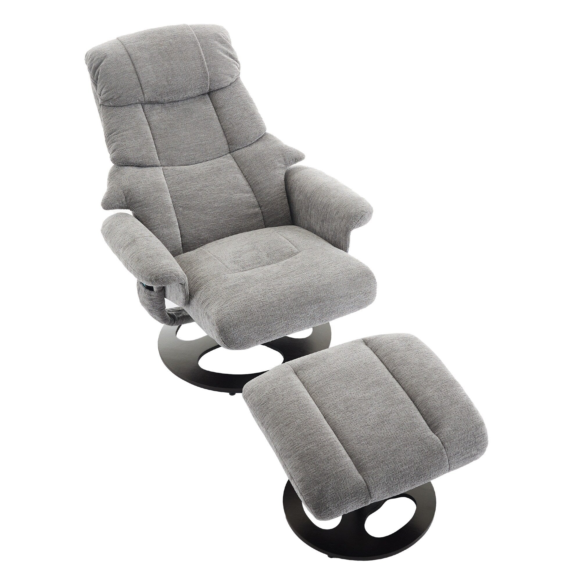 360° Swivel Ergonomic Recliner Chair with Ottoman, Adjustable Backrest, 5 Vibration Massage, Seat Heating, Chenille Fabric