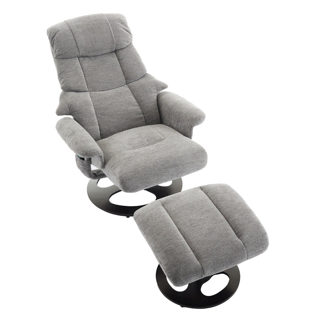 360° Swivel Ergonomic Recliner Chair with Ottoman, Adjustable Backrest, 5 Vibration Massage, Seat Heating, Chenille Fabric