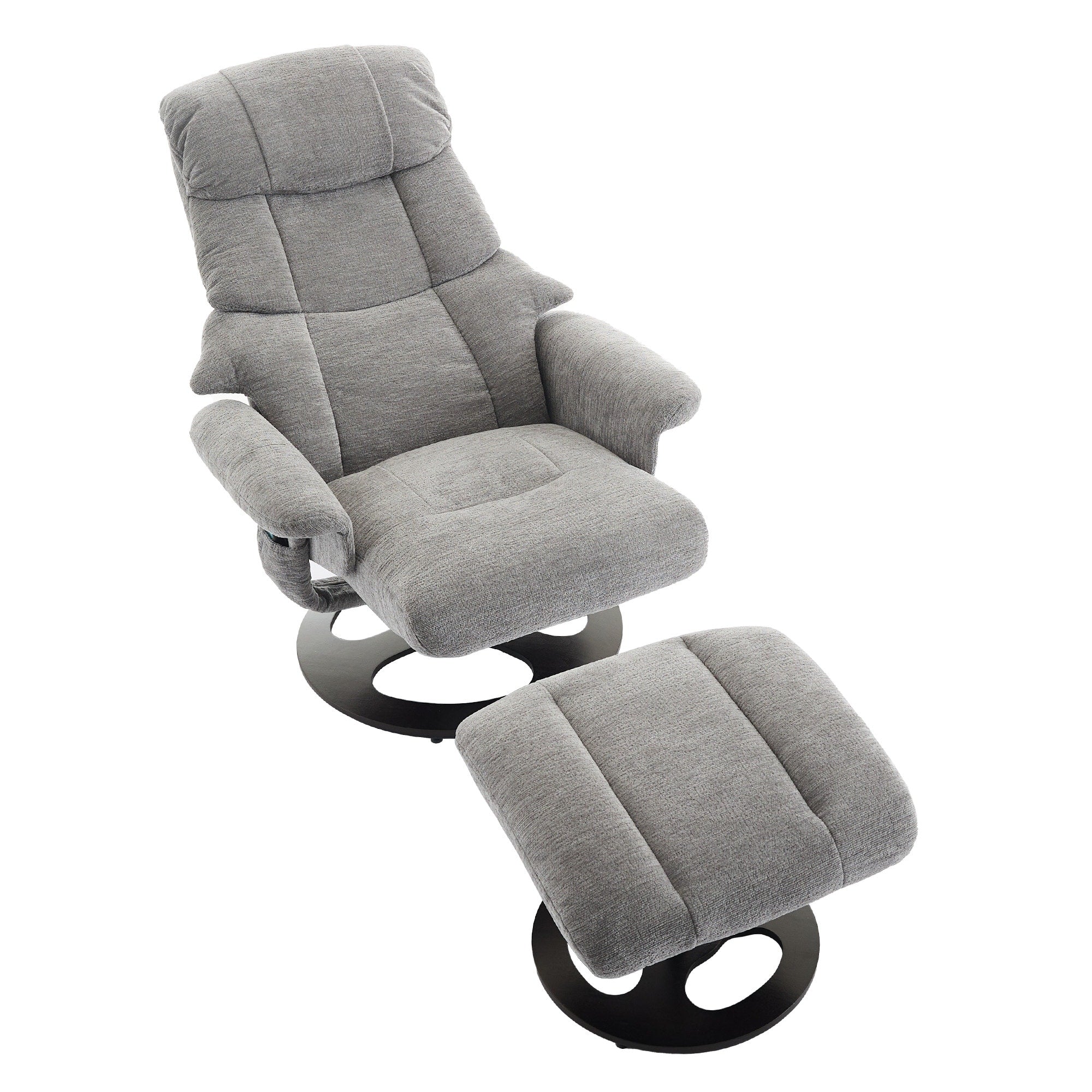 360° Swivel Ergonomic Recliner Chair with Ottoman, Adjustable Backrest, 5 Vibration Massage, Seat Heating, Chenille Fabric