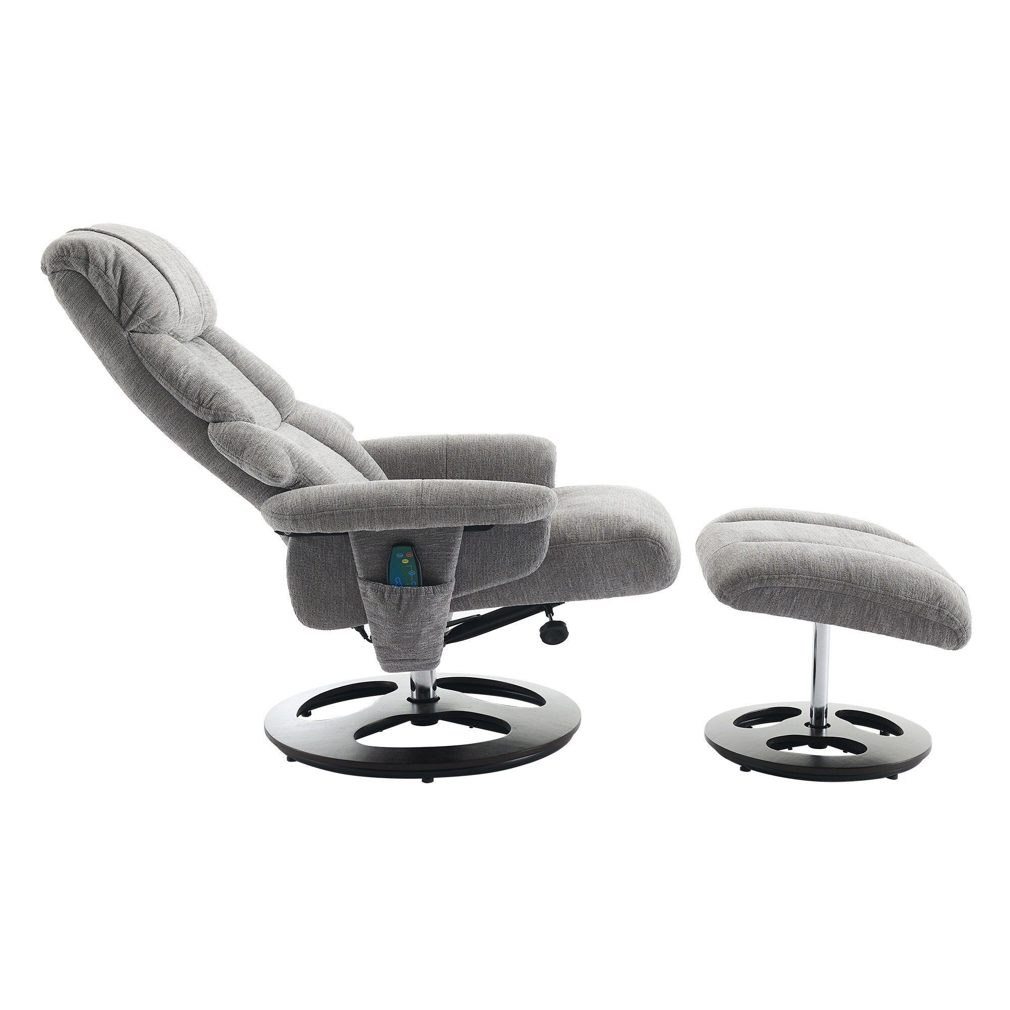 360° Swivel Ergonomic Recliner Chair with Ottoman, Adjustable Backrest, 5 Vibration Massage, Seat Heating, Chenille Fabric