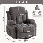 360° Swivel Heated Massage Recliner with USB Charging, Cup Holders, Side Storage, and Plush Fleece Upholstery