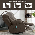 360° Swivel Heated Massage Recliner with USB Charging, Cup Holders, Side Storage, and Plush Fleece Upholstery