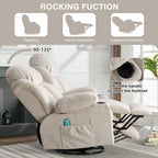 360° Swivel Heated Massage Recliner with USB Charging, Cup Holders, Side Storage, and Plush Fleece Upholstery
