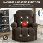 360° Swivel Heated Massage Recliner with USB Charging, Cup Holders, Side Storage, and Plush Fleece Upholstery
