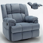 360Â° Swivel Manual Recliner Chair, 155Â° Fabric Reclining Chair wRocker