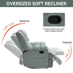 360Â° Swivel Manual Recliner Chair, 155Â° Fabric Reclining Chair wRocker