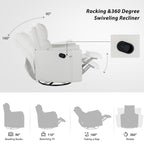 360° Swivel Manual Recliner with Rocking & Adjustable Back