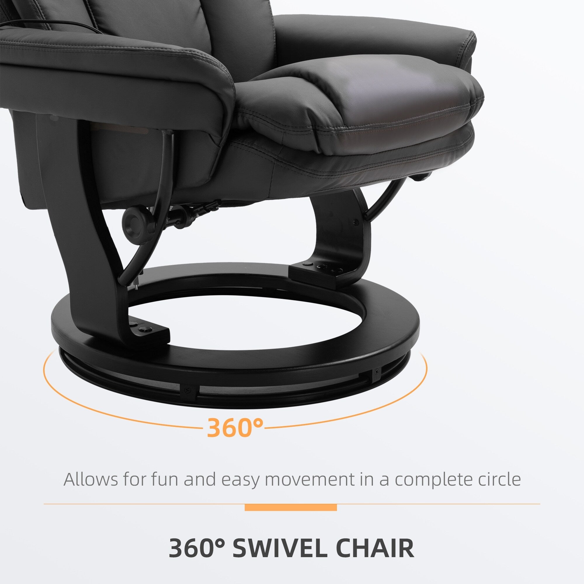 360Â° Swivel Massage Recliner Chair PU Leather Armchair Living Room Lounge Chair with Footrest and Remote