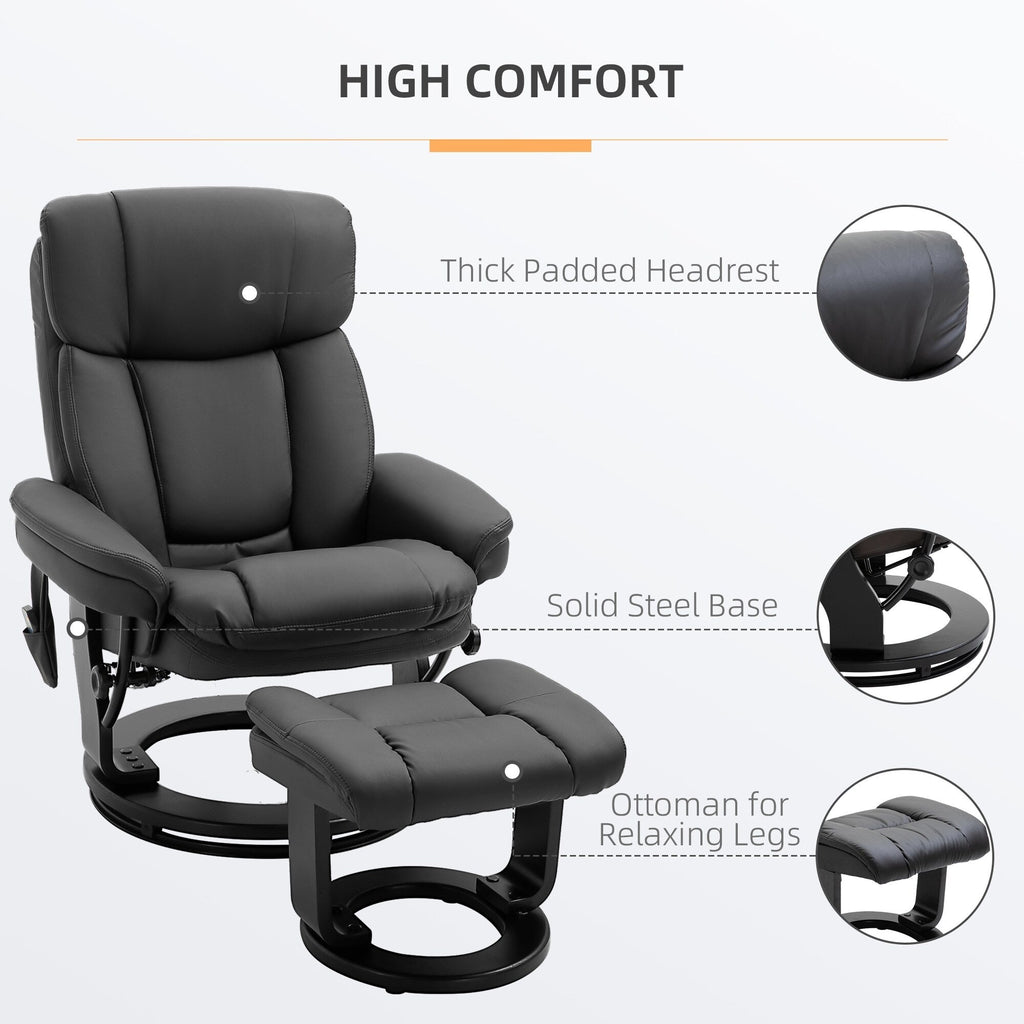 360Â° Swivel Massage Recliner Chair PU Leather Armchair Living Room Lounge Chair with Footrest and Remote