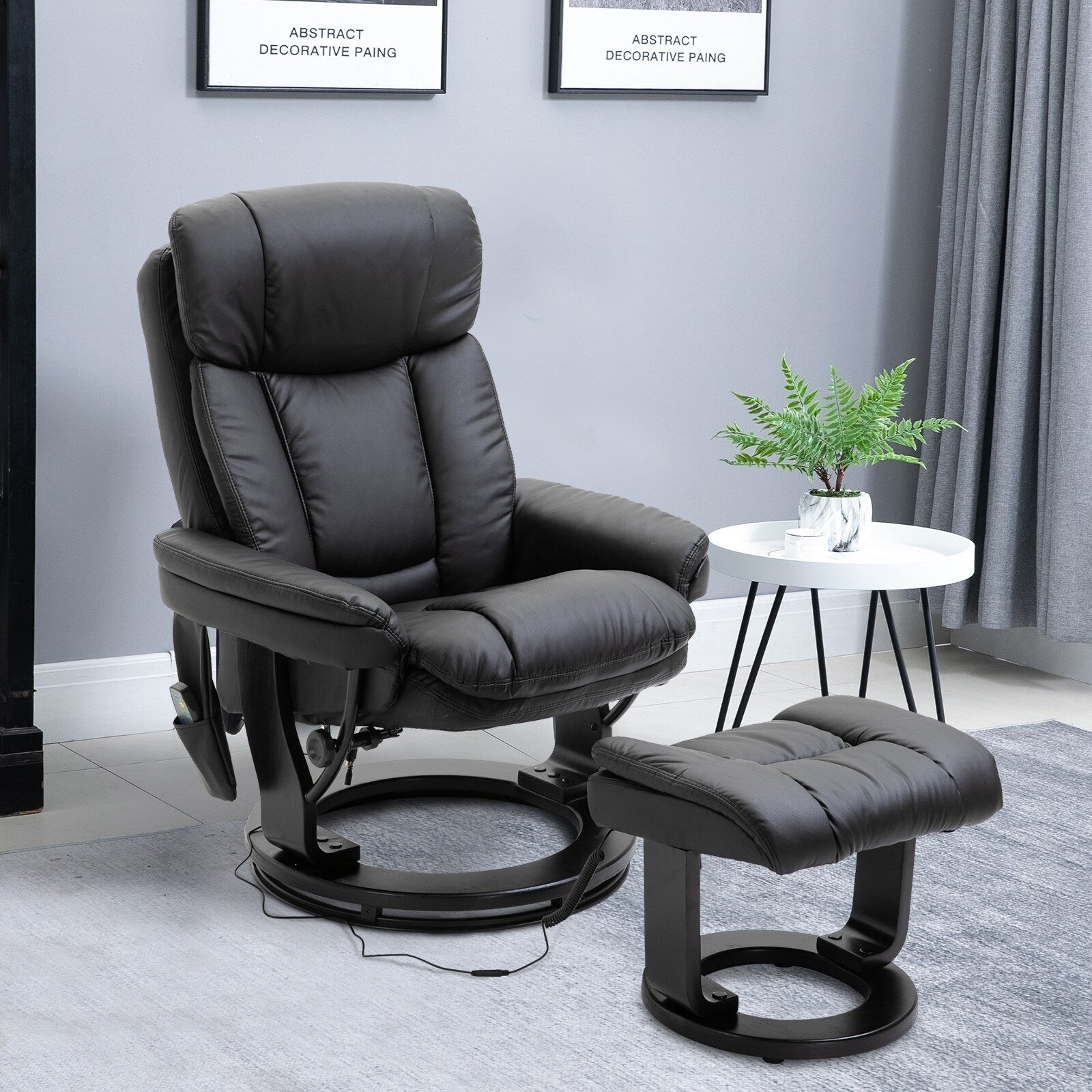360Â° Swivel Massage Recliner Chair PU Leather Armchair Living Room Lounge Chair with Footrest and Remote