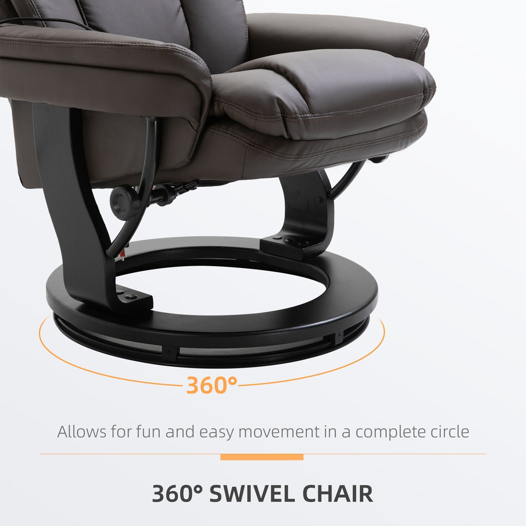 360Â° Swivel Massage Recliner Chair PU Leather Armchair Living Room Lounge Chair with Footrest and Remote