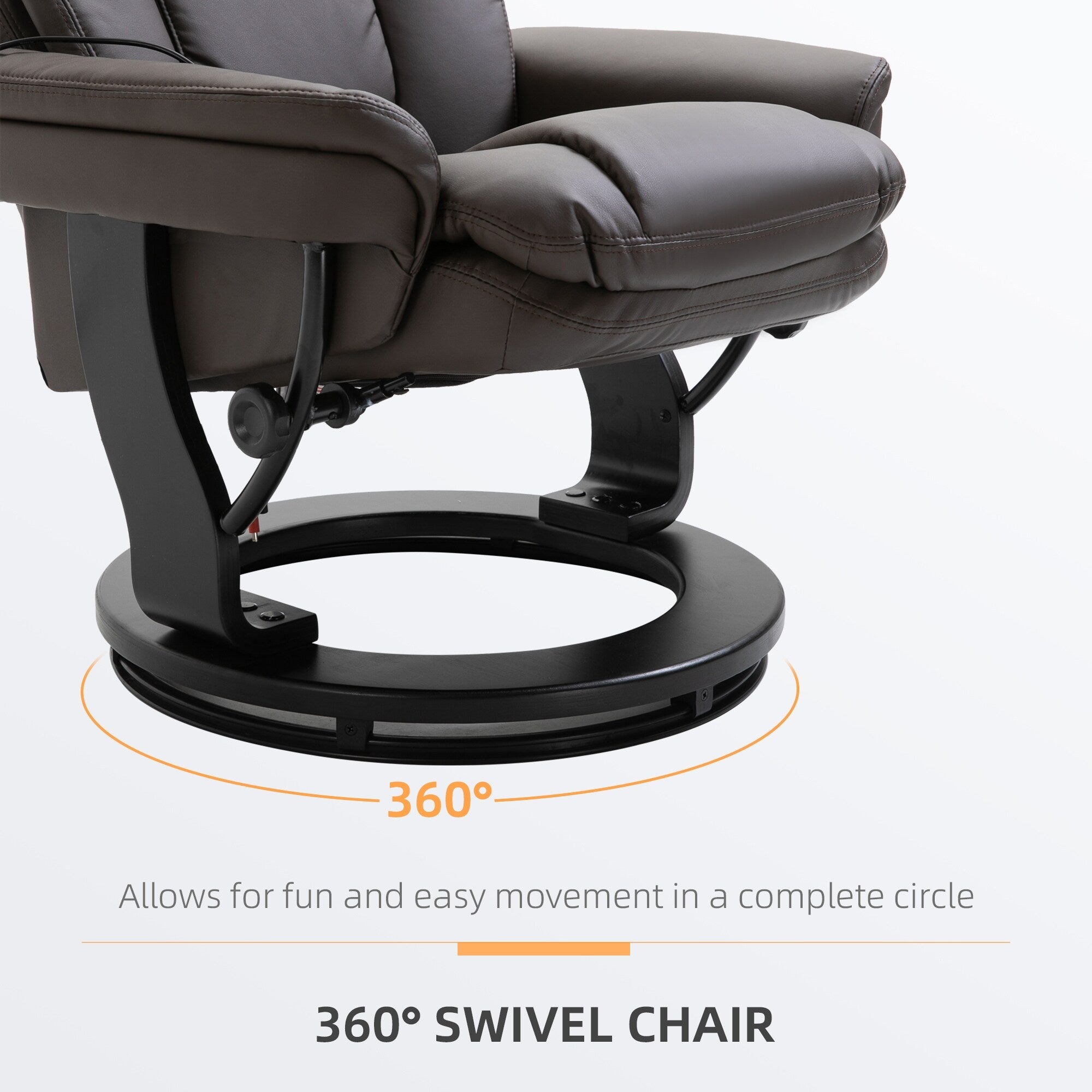 360Â° Swivel Massage Recliner Chair PU Leather Armchair Living Room Lounge Chair with Footrest and Remote