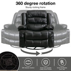 360° Swivel Massage Recliner Chair with Heat, PU Leather, 8-Point Massage, USB Charging and Storage Pockets