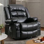 360° Swivel Massage Recliner Chair with Heat, PU Leather, 8-Point Massage, USB Charging and Storage Pockets