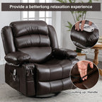 360° Swivel Massage Recliner Chair with Heat, PU Leather, 8-Point Massage, USB Charging and Storage Pockets