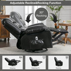 360° Swivel Massage Recliner Chair with Heat, PU Leather, 8-Point Massage, USB Charging and Storage Pockets