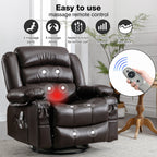 360° Swivel Massage Recliner Chair with PU Leather, 8?Point Massage & USB