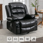 360° Swivel Massage Recliner Chair with PU Leather, 8?Point Massage & USB