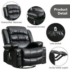 360° Swivel Massage Recliner Chair with PU Leather, 8?Point Massage & USB