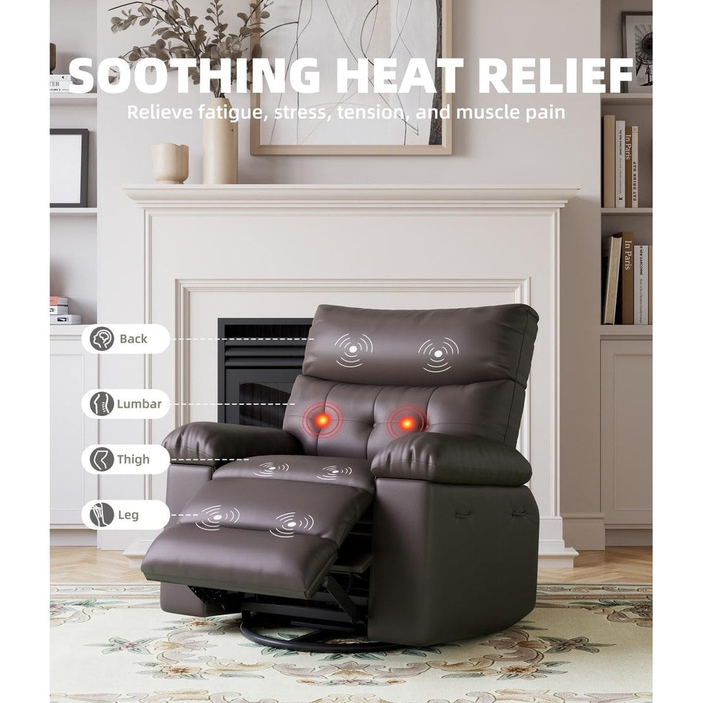 360° Swivel Oversized Recliner Chairs with Heat and Massage - Lazy Recliner Chair