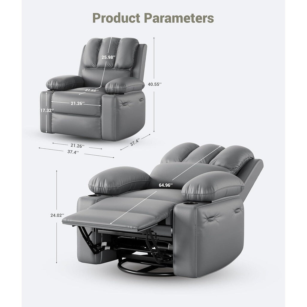 360° Swivel Oversized Recliner Chairs with Heat and Massage