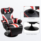360Â° Swivel Racing Style Gaming Recliner Chair with Lumbar Support, Footrest and Dual Cup Holders for Game Room