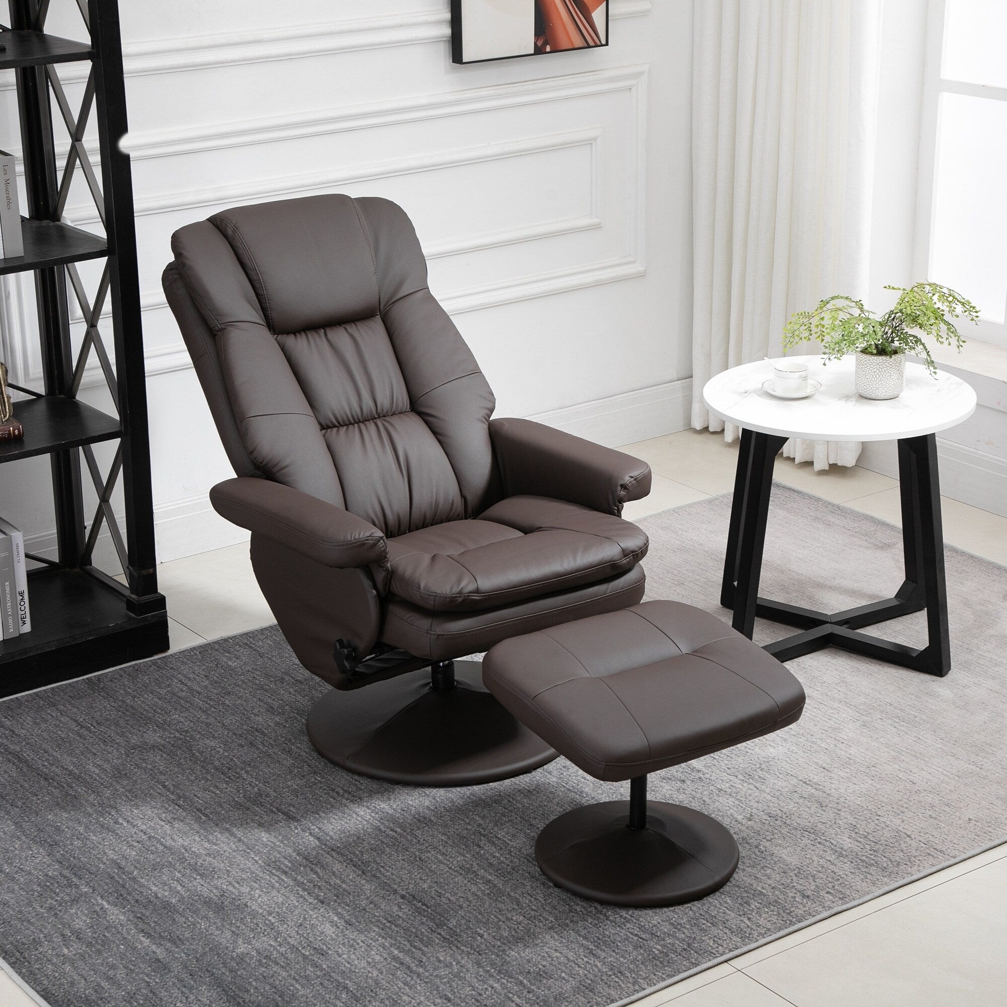 360Â° Swivel Recliner Adjustable PU Leather Lounge Chair with Footrest for Living Room, Bedroom and Home Office