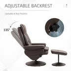 360Â° Swivel Recliner Adjustable PU Leather Lounge Chair with Footrest for Living Room, Bedroom and Home Office