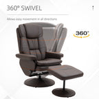 360Â° Swivel Recliner Adjustable PU Leather Lounge Chair with Footrest for Living Room, Bedroom and Home Office