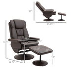 360Â° Swivel Recliner Adjustable PU Leather Lounge Chair with Footrest for Living Room, Bedroom and Home Office