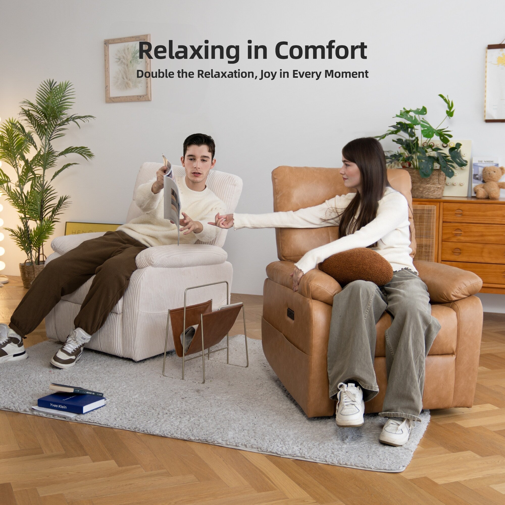360° Swivel Recliner Chair Power Rocker Recliner Chair, PU Leather Overstuffed Reclining Chair wUSB  Type-C Ports