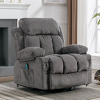 360° Swivel Recliner with Massage, Heat, USB Charging, Dual Cup Holders, and Spacious Side Pockets