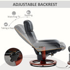 360Â° Swivel Reclining Massage Chair PU Leather Sofa Chair with Ottoman, 10 Point Vibration, Remote and Side Pocket