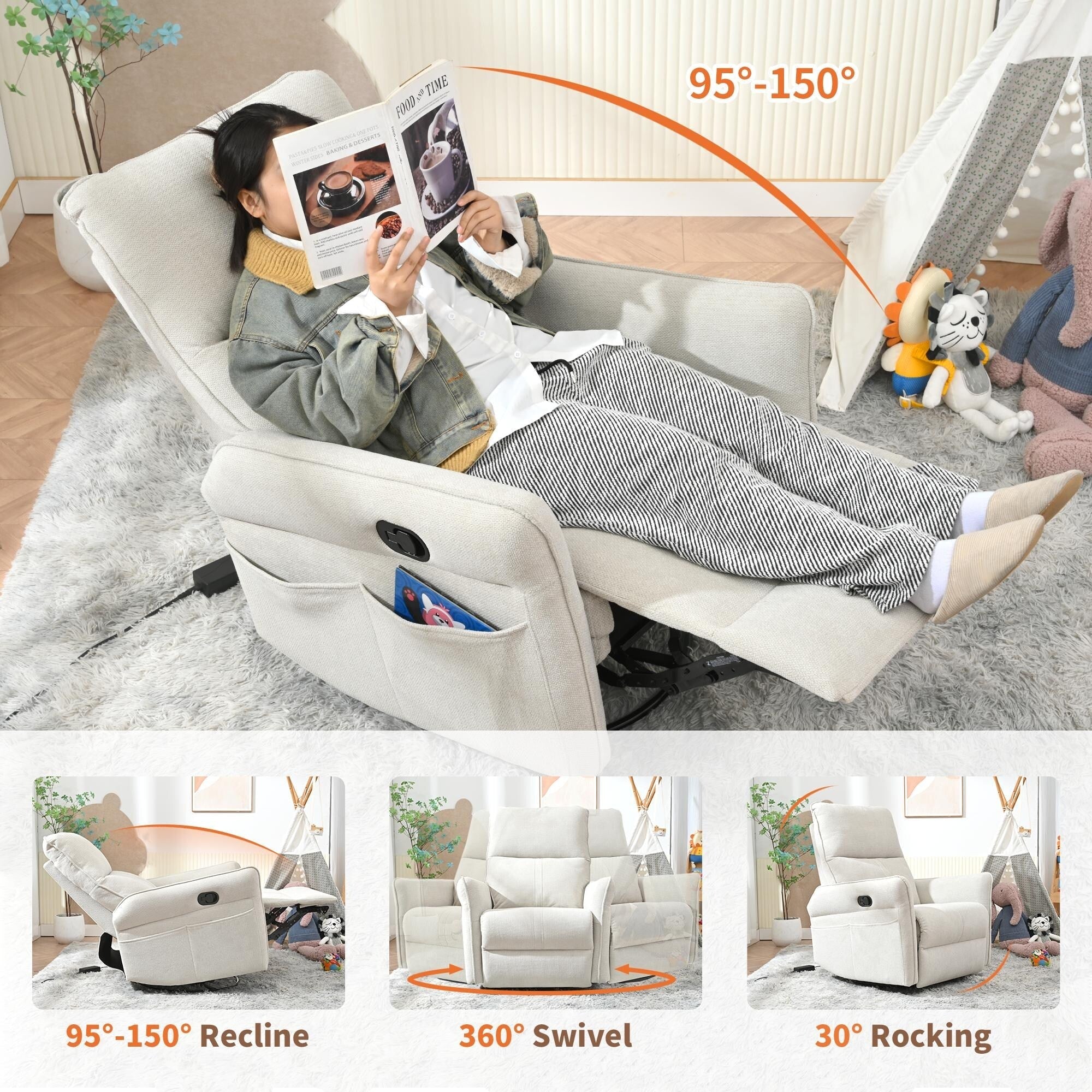 360Â° Swivel Rocker Manual Recliner Chair for Living Room, Bedroom