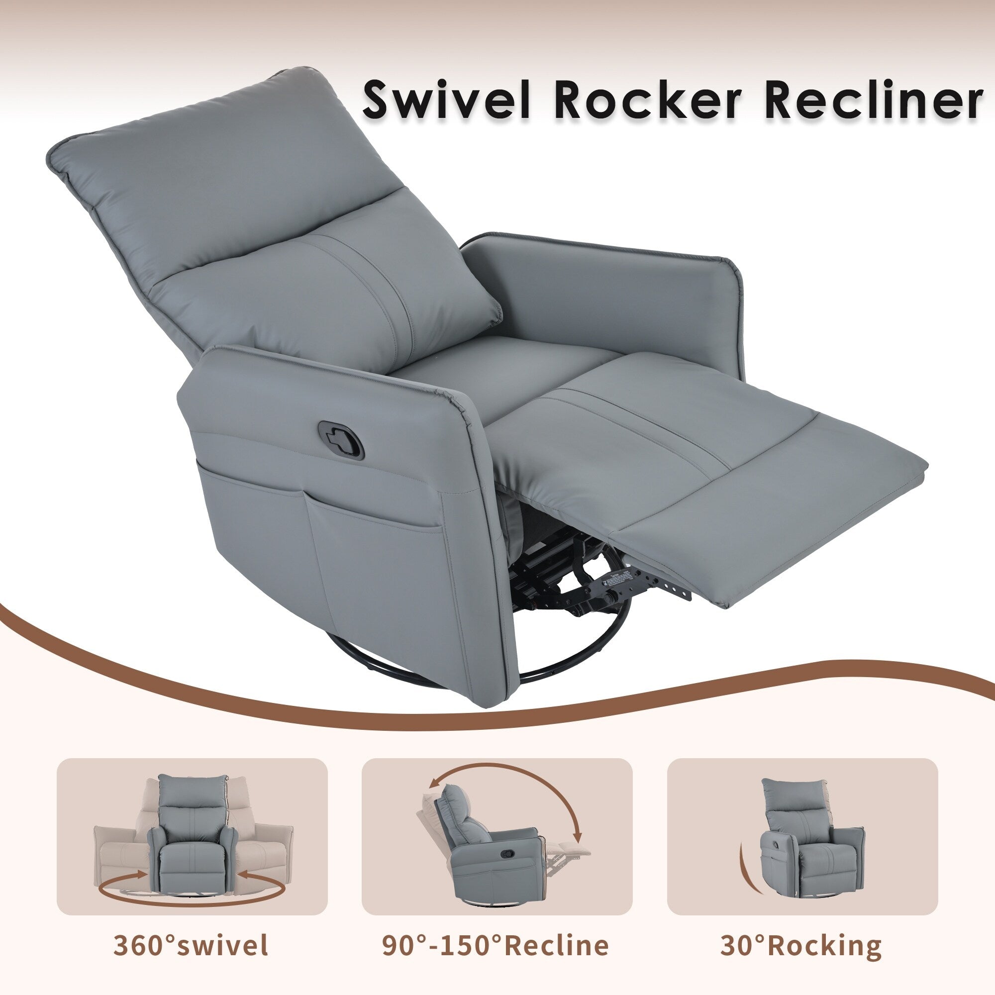 360Â° Swivel Rocker Manual Recliner Chair for Living Room, Bedroom
