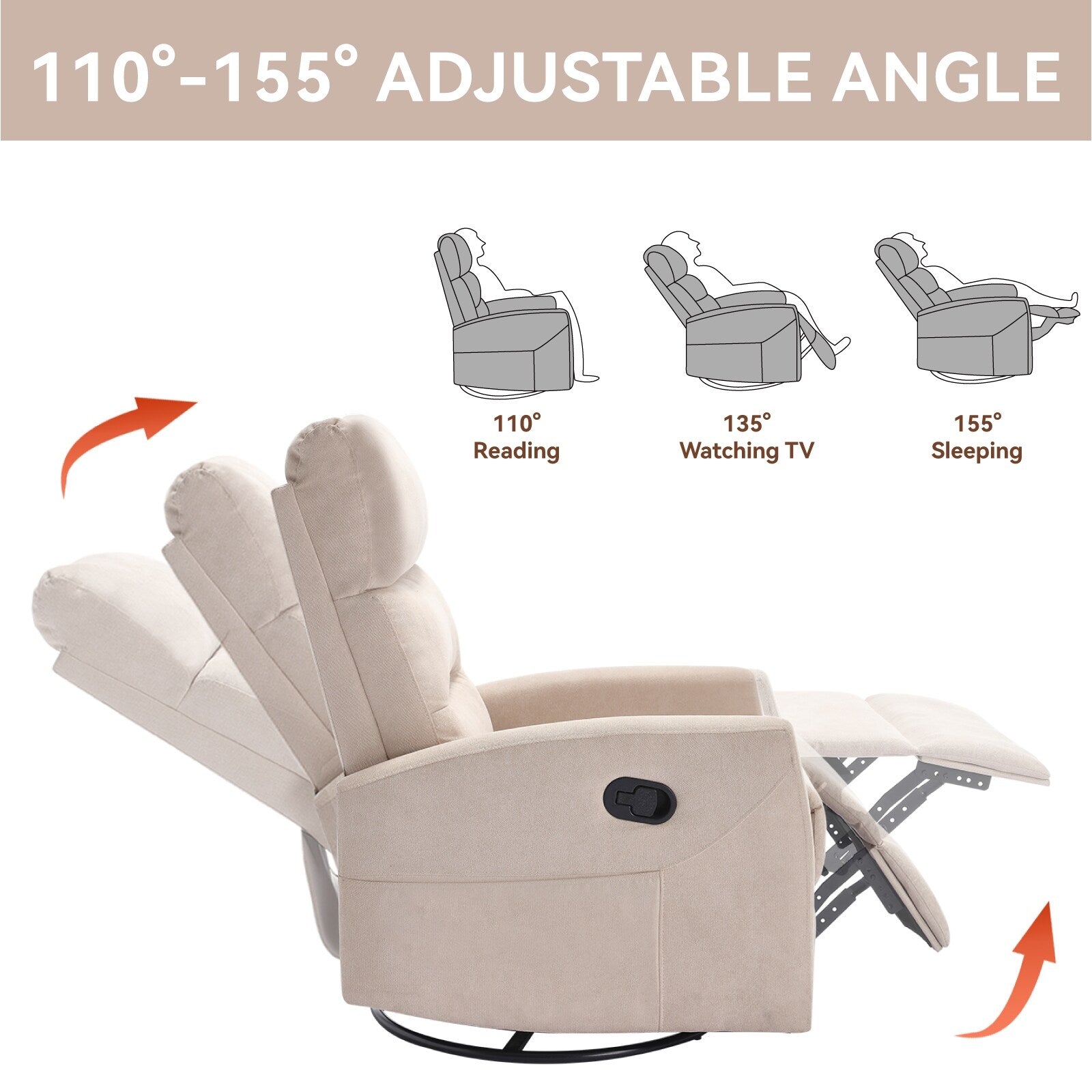 360Â° Swivel Rocker Manual Recliner Chair for Living Room