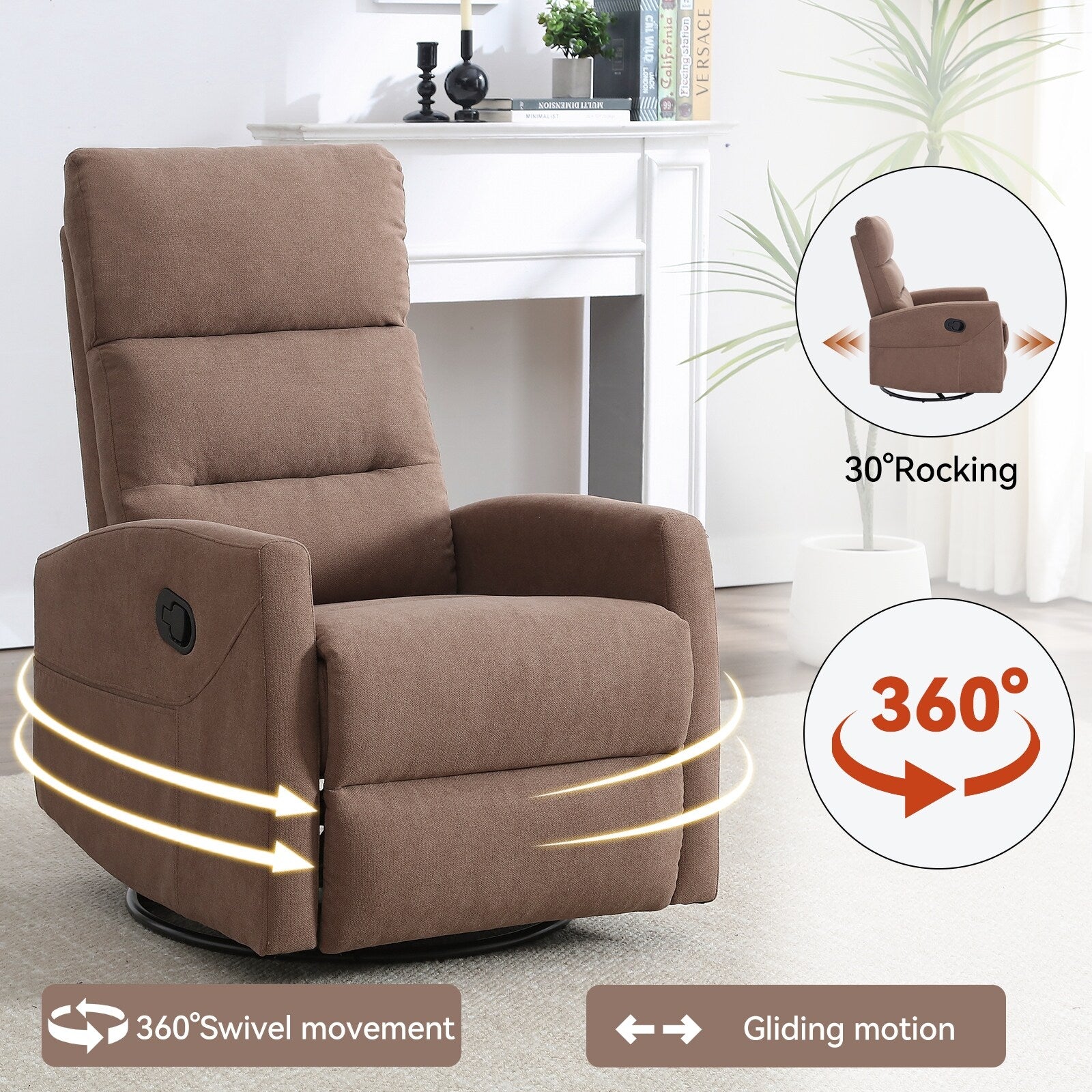 360Â° Swivel Rocker Manual Recliner Chair for Living Room
