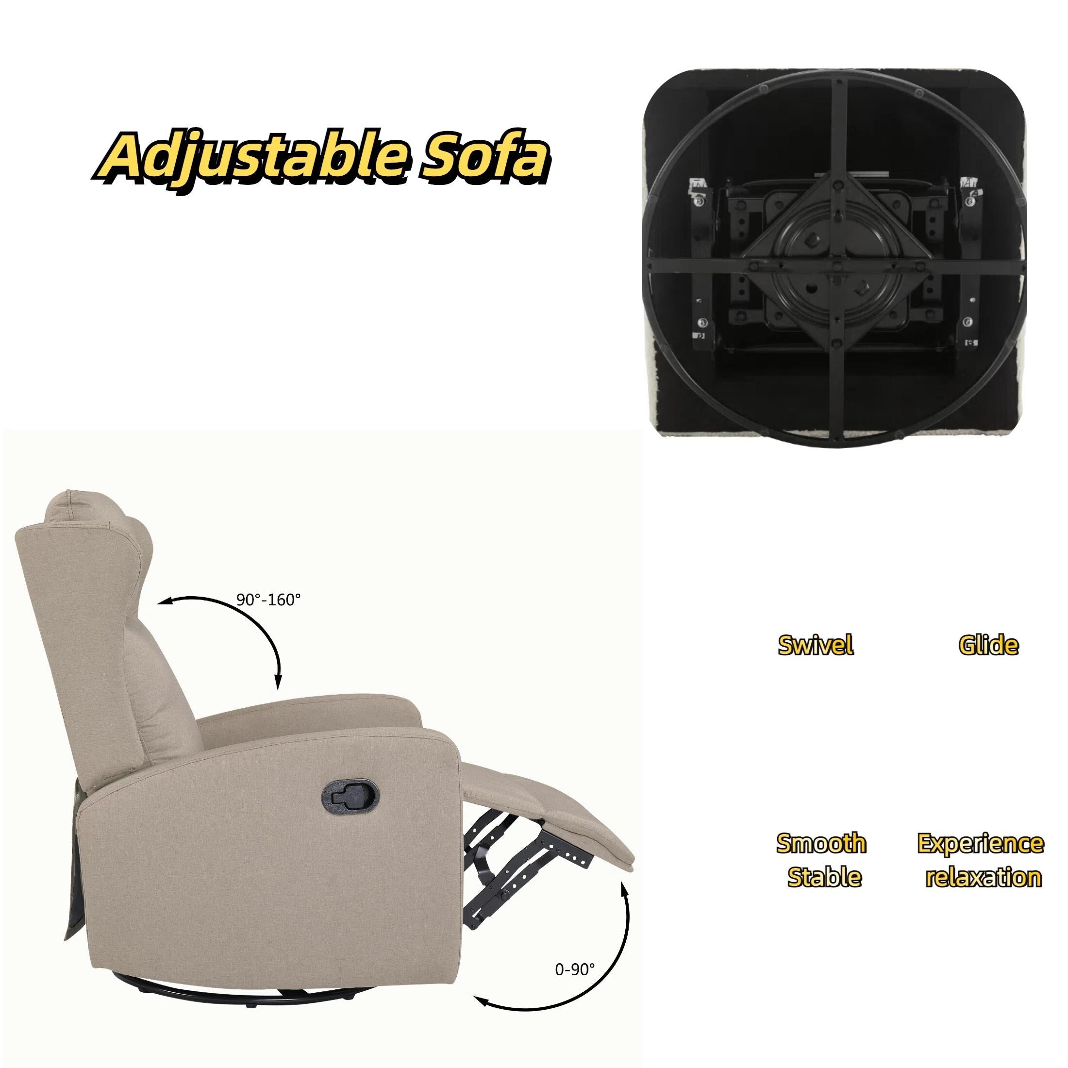 360° Swivel Rocker Recliner Chair with 3?Position Back & Rocking