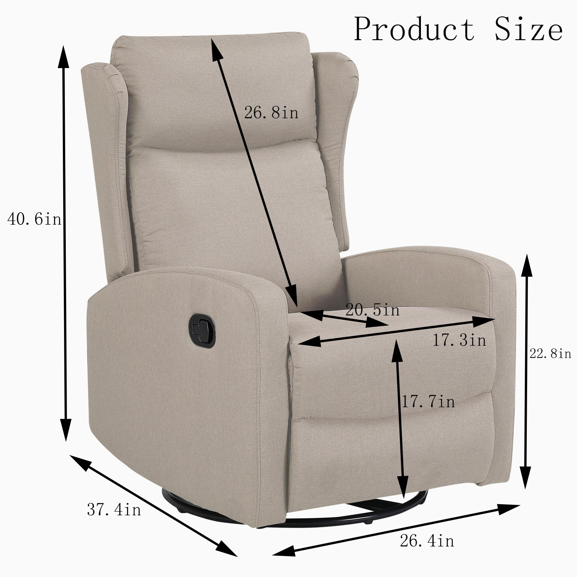 360° Swivel Rocker Recliner Chair with 3?Position Back & Rocking