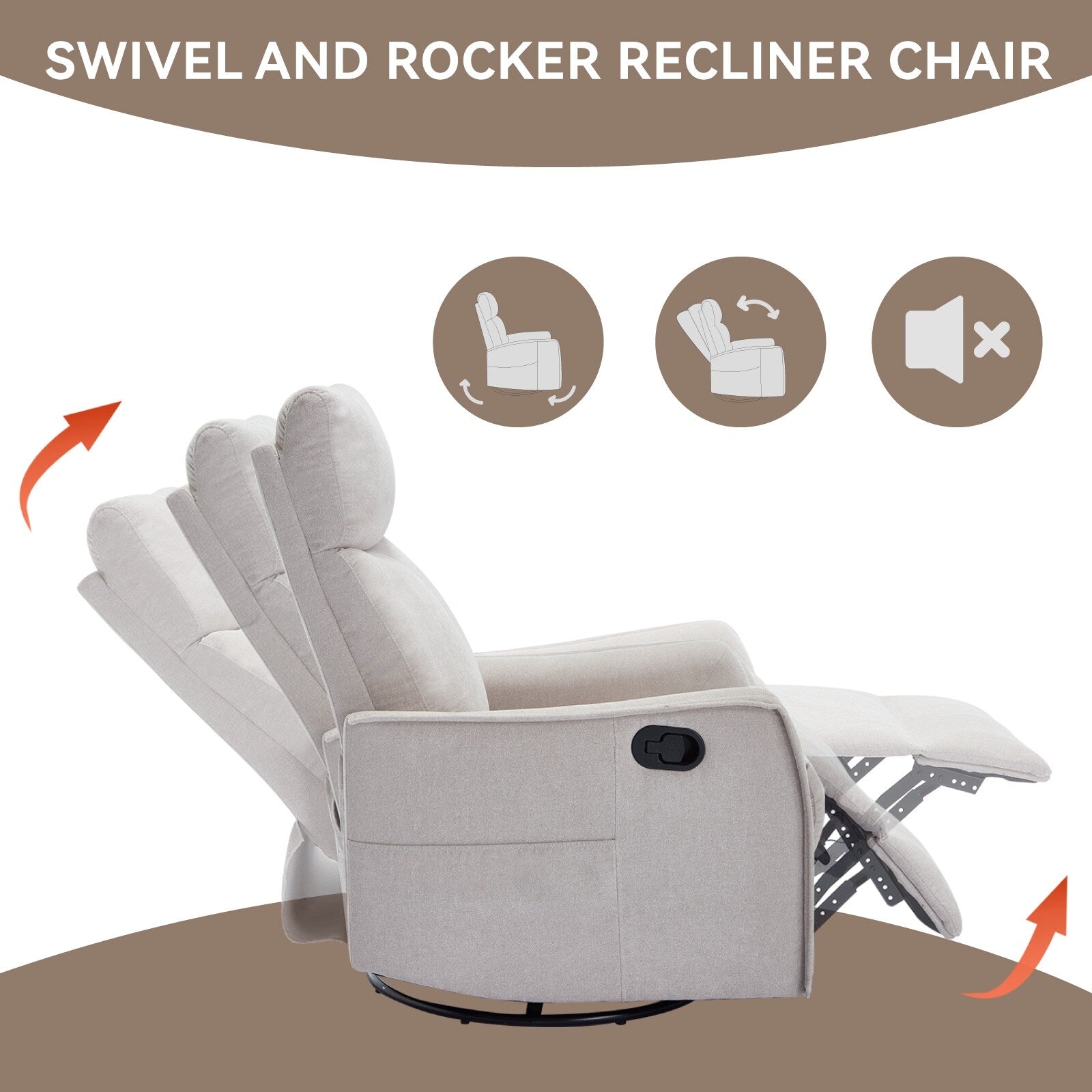 360Â° Swivel Rocker Recliner Chair with Massage and Lumbar Heating