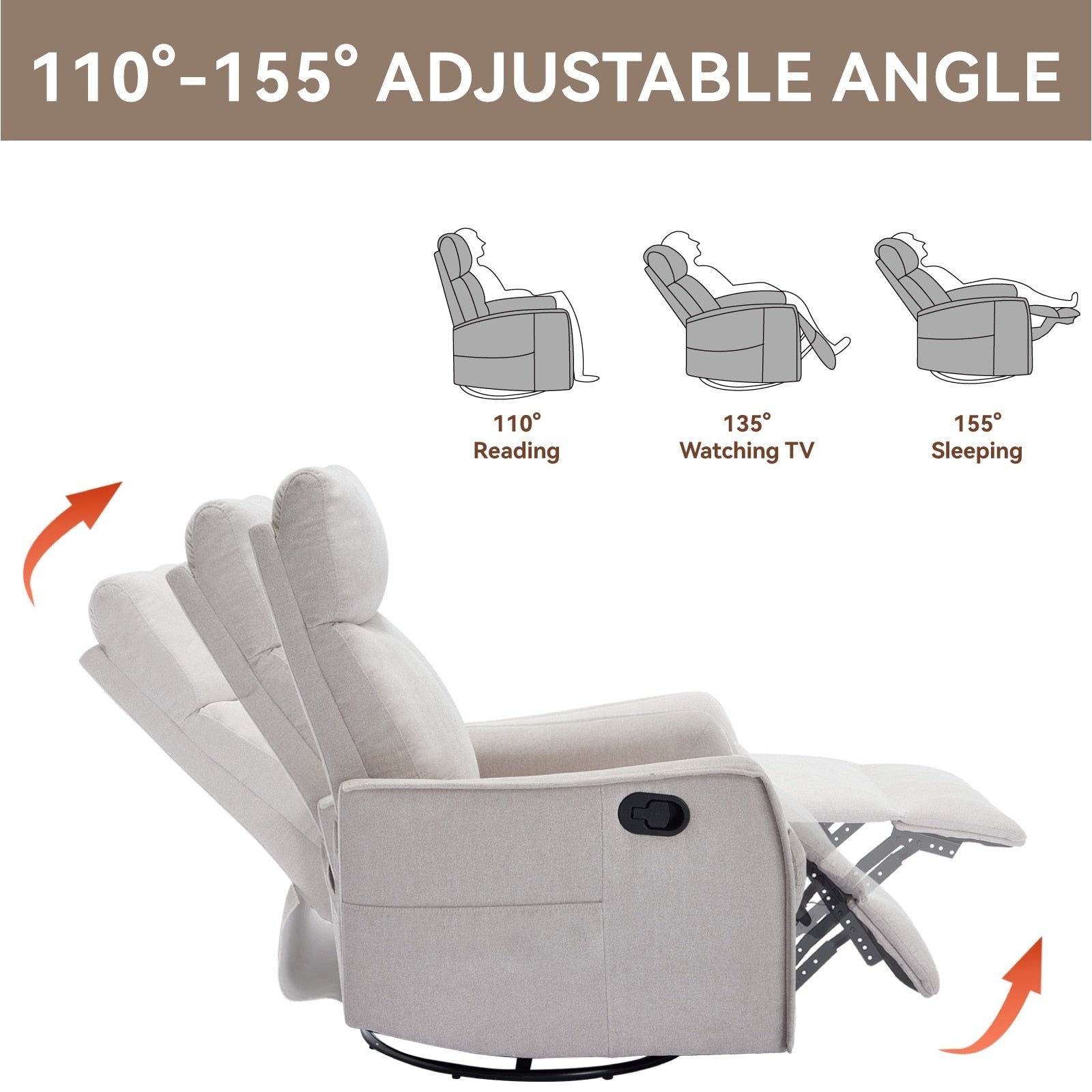 360Â° Swivel Rocker Recliner Chair with Massage and Lumbar Heating