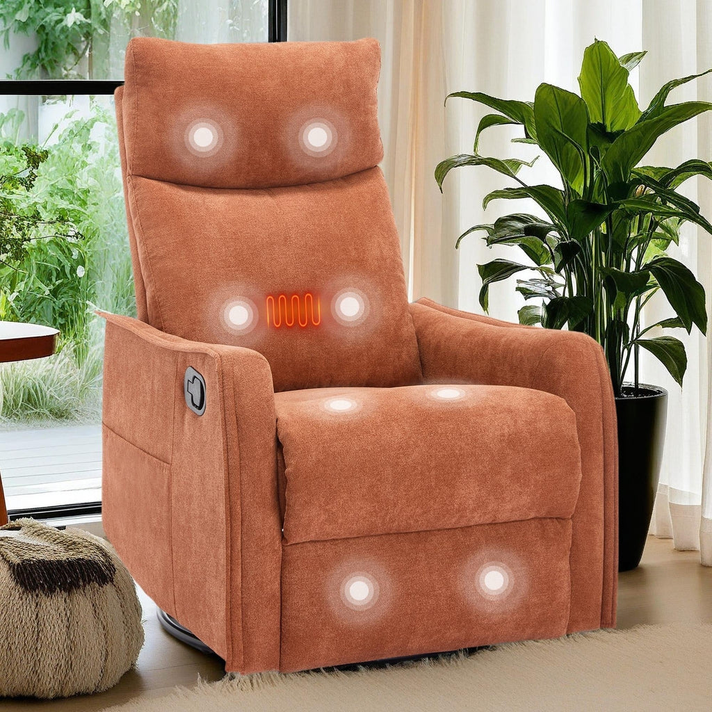 360Â° Swivel Rocker Recliner Chair with Massage and Lumbar Heating