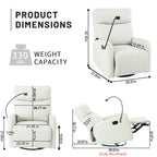 360° Swivel Rocking Recliner Chair with Phone Holder, Footrest, Adjustable Position for Living Room & Home Theater