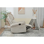 360° Swivel Rocking Recliner Chair, Manual Glider with Footrest, Modern Padded Lounge Chair for Small Spaces, Side Pockets