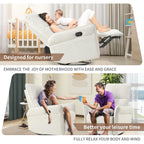 360° Swivel Rocking Recliner Chair, Manual Glider with Footrest, Modern Padded Lounge Chair for Small Spaces, Side Pockets