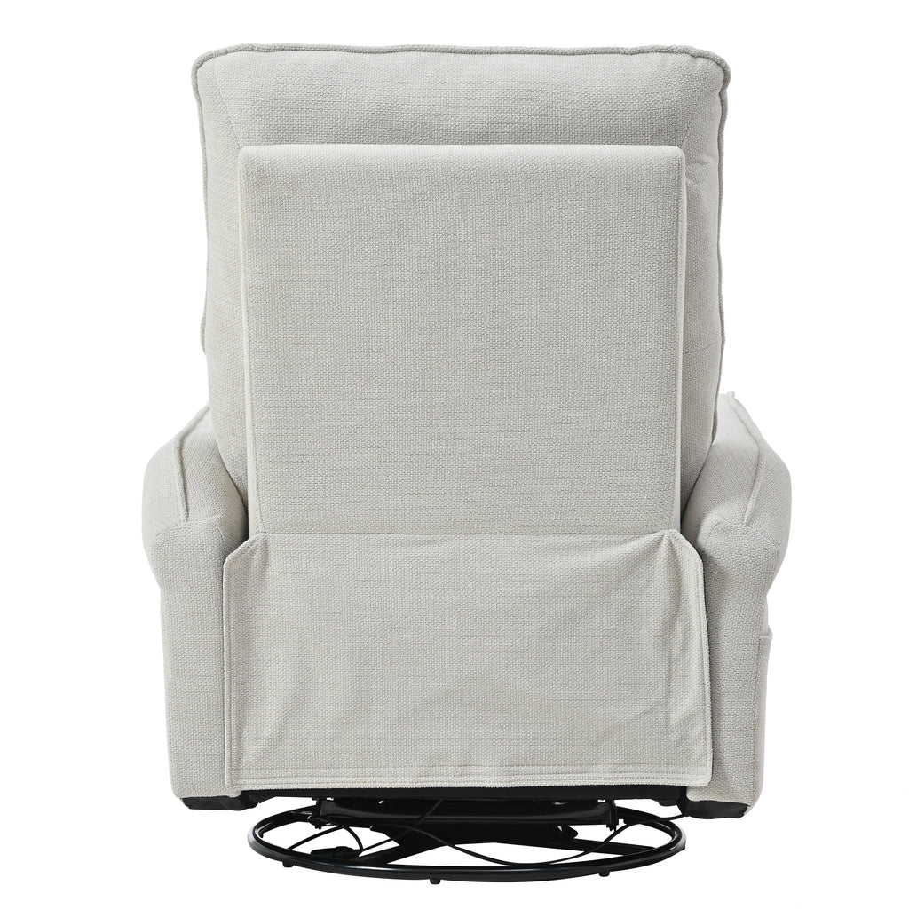 360° Swivel Rocking Recliner Chair, Manual Glider with Footrest, Modern Padded Lounge Chair for Small Spaces, Side Pockets